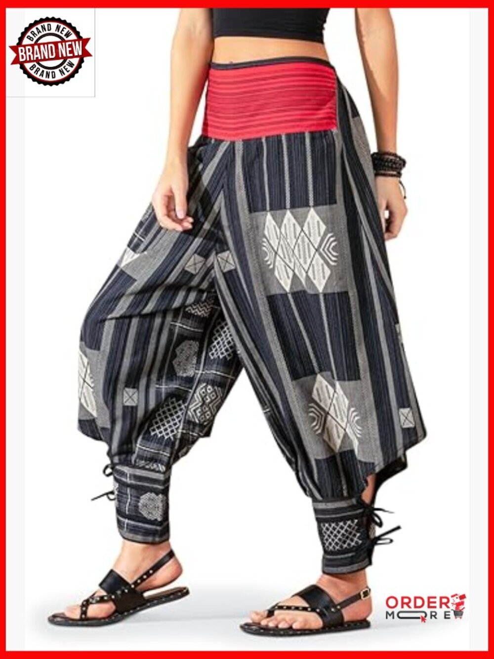 Women's Premium Cotton Harem Yoga Pants, Low Crotch Baggy Joggers, Lounge Wear